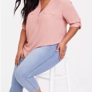 Torrid Dust Pink Blouse with Pockets